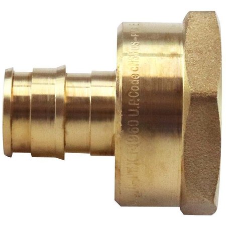 APOLLO VALVES ExpansionPEX Series Reducing Pipe Adapter, 12 x 34 in, Barb x FNPT, Brass, 200 psi Pressure EPXFA1234